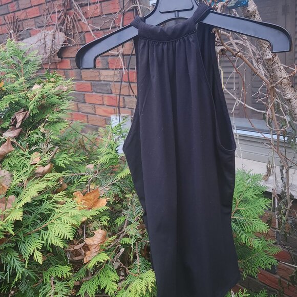 A18 Sexy, dressy satiny black Tahari halter top - great forwork under jacket - Picture 3 of 7